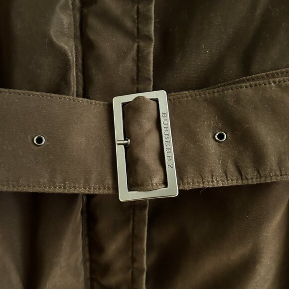 Burberry London Rabbit Fur Trimmed Stand Collar Tench Coat with Belt - Picture 7 of 11